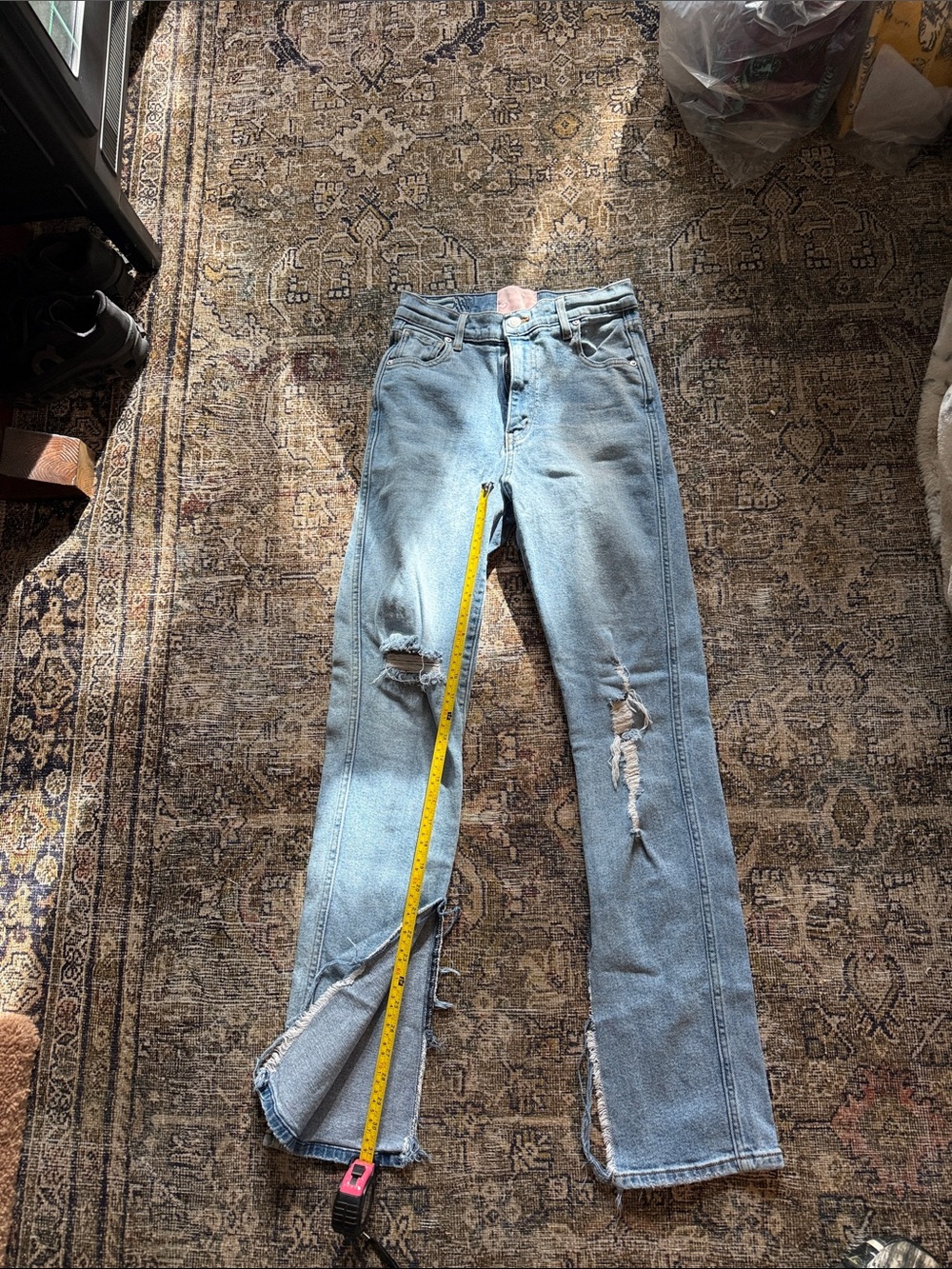 REVICE Light Blue Ripped Flare Jeans